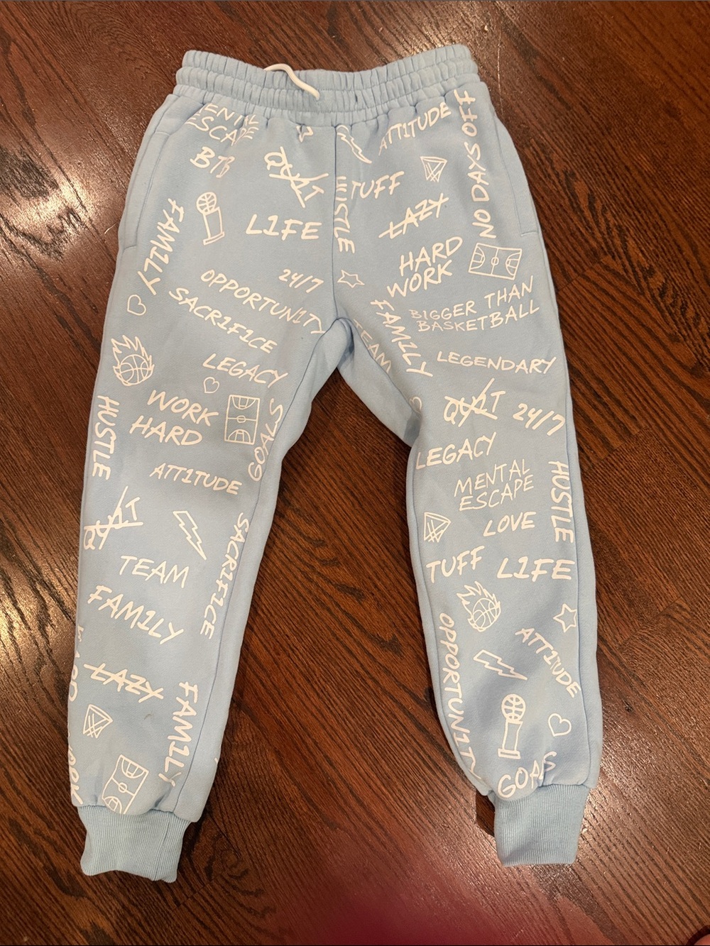 Light Blue Graphic Jogger Pants for Kids — Casual Comfort